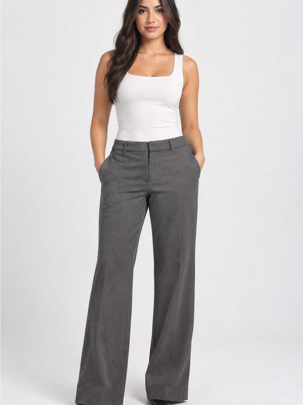 Wide-Leg Dress Pants - Gray 28”x39
